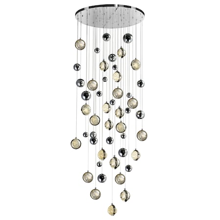 Cwi Lighting Salvador 32 in LED Integrated Polished Nickel Chandelier 1673P32-23-613